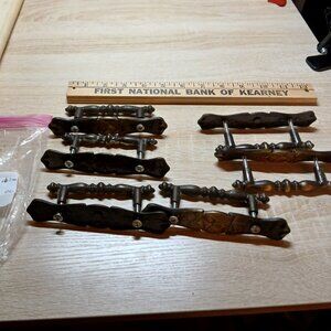 Vintage 1970s Amerock Brass Drawer Handles Pulls with Backplates 6 sets/pc #5CC